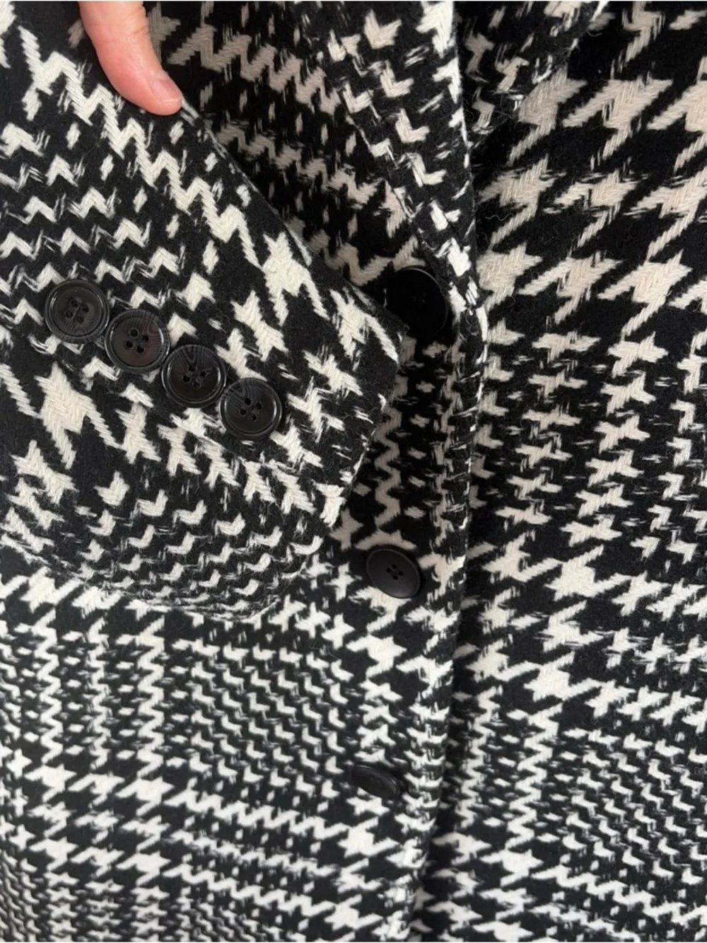 Aqua 100% Exclusive Houndstooth Knee Length Jacket Size Medium - Picture 4 of 9
